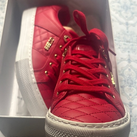 Guess Red Quilted Lace-Up Sneakers - Picture 3 of 6
